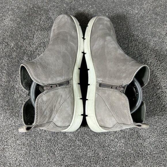 Ecco Bella Gray Nubuck Leather Side Zip Biker Ankle Bootie Women's Sz 41 - Picture 7 of 11